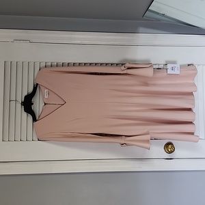 Calvin Klein Light Pink dress with bell sleeves and v neckline